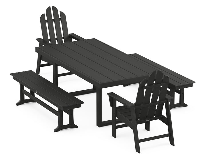 POLYWOOD® Long Island 5-Piece Dining Set with Benches