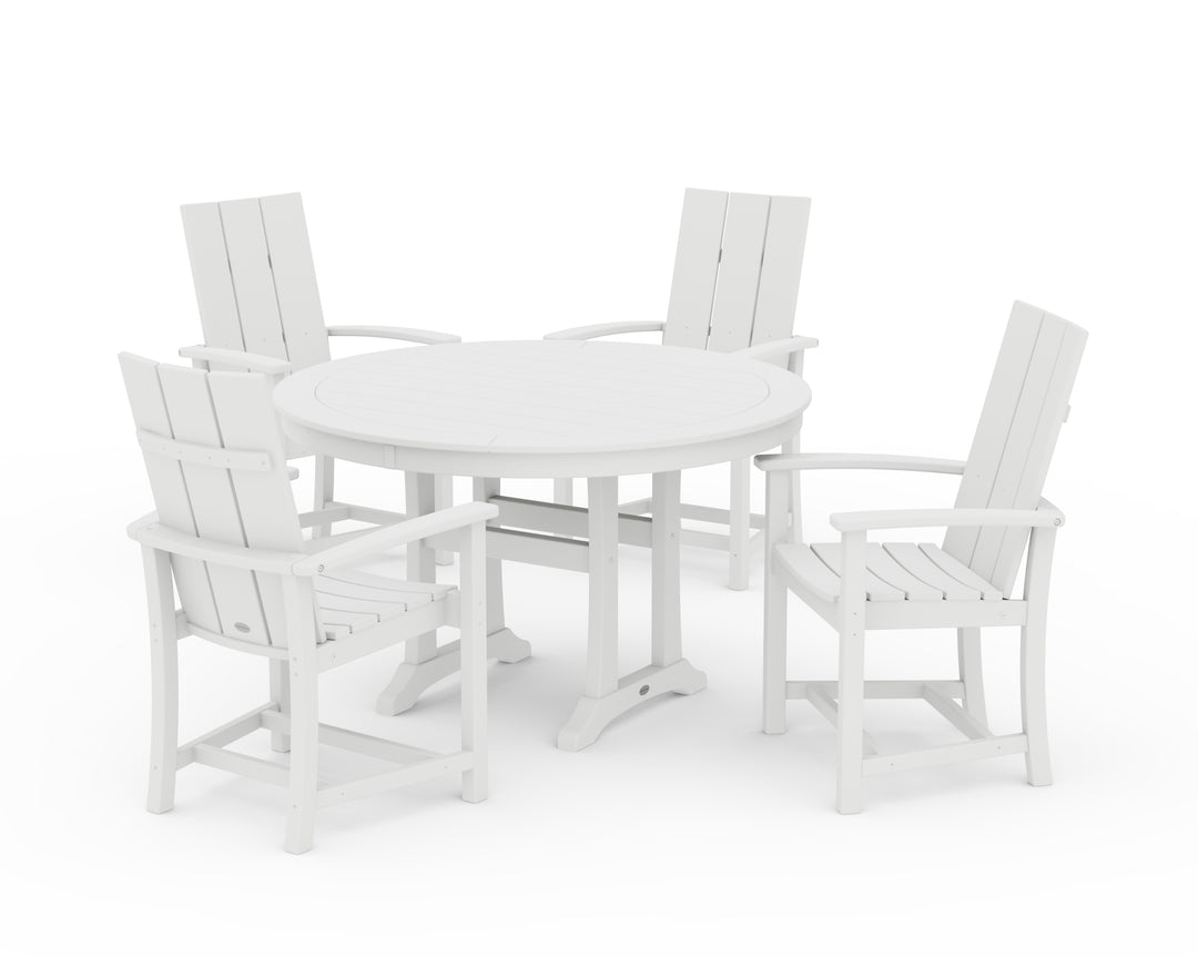 POLYWOOD® Modern Adirondack 5-Piece Round Dining Set with Trestle Legs