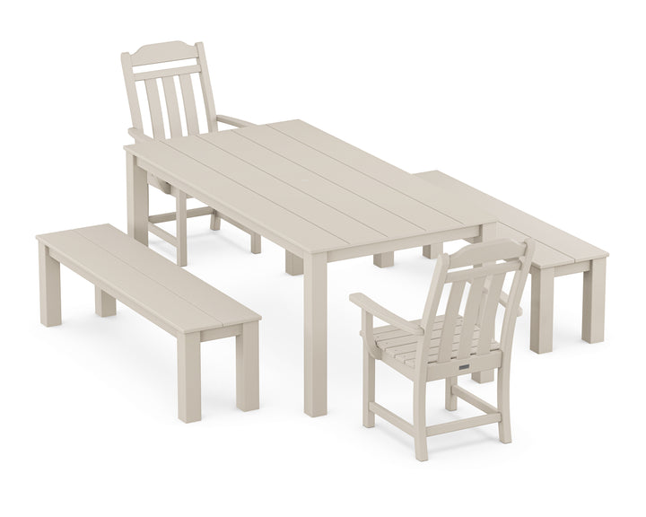 Country Living Cottage 5-Piece Parsons Dining Set with Benches