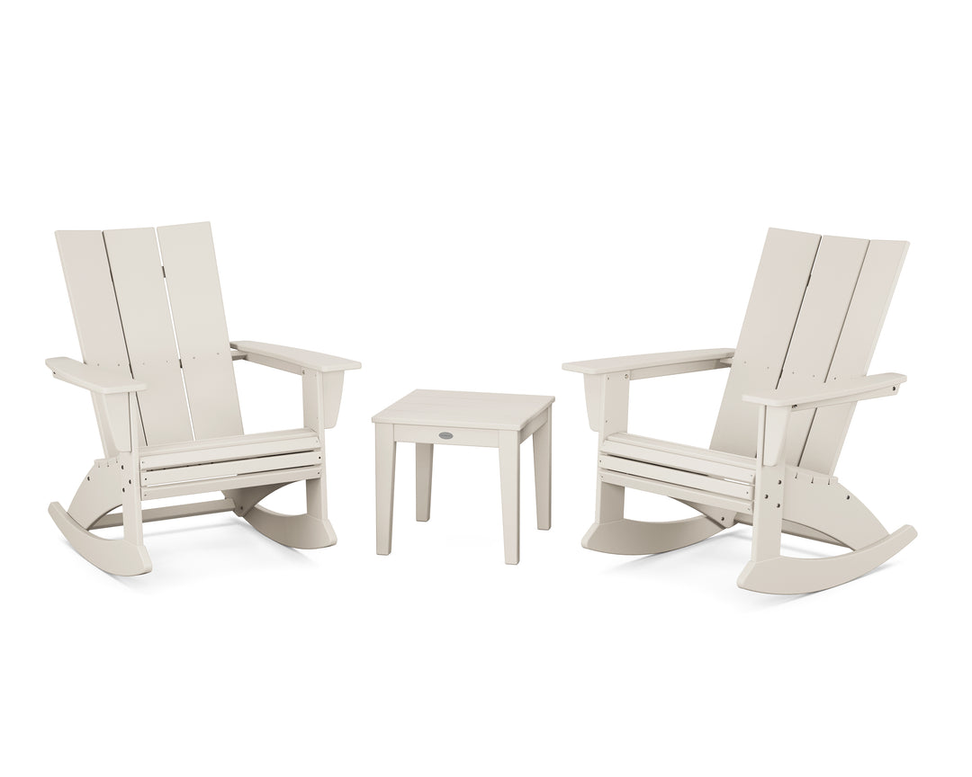 POLYWOOD® Modern Curveback 3-Piece Adirondack Rocking Chair Set