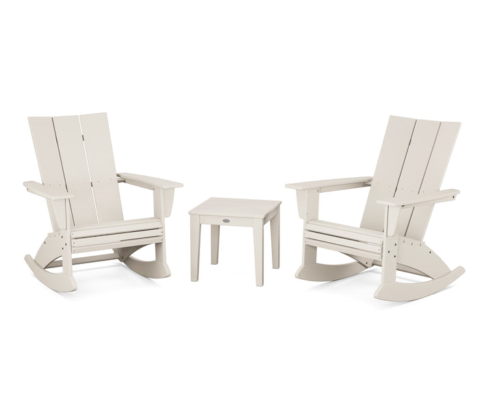 POLYWOOD® Modern Curveback 3-Piece Adirondack Rocking Chair Set