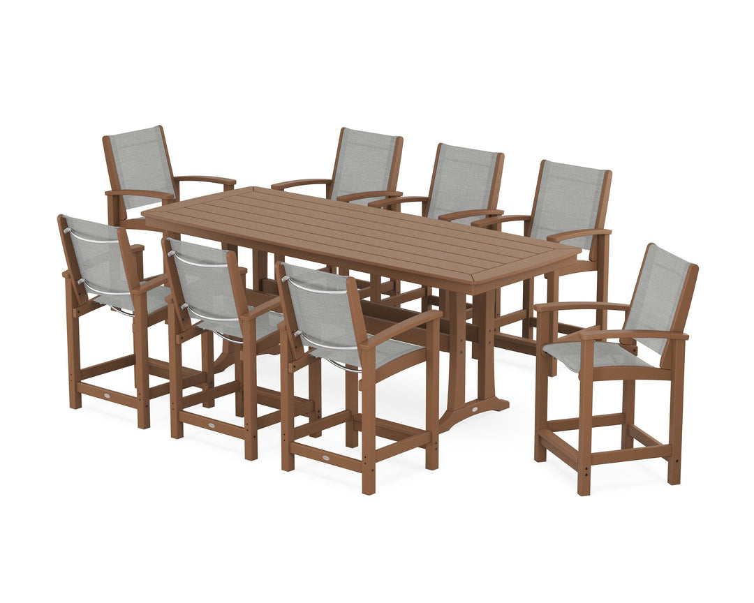 POLYWOOD® Coastal 9-Piece Counter Set with Trestle Legs