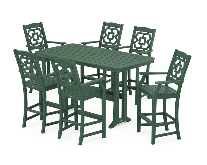 Martha Stewart by POLYWOOD® Chinoiserie Arm Chair 7-Piece Bar Set with Trestle Legs