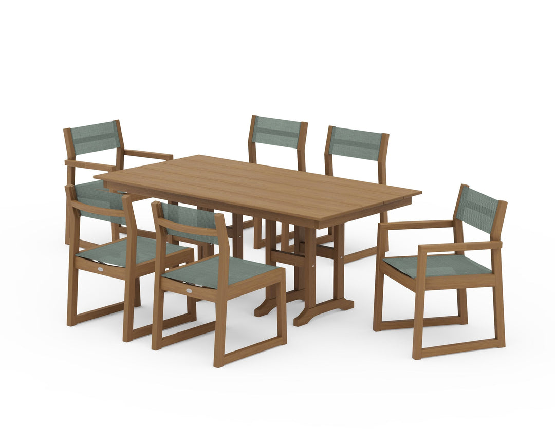 POLYWOOD® EDGE Sling 7-Piece Farmhouse Dining Set