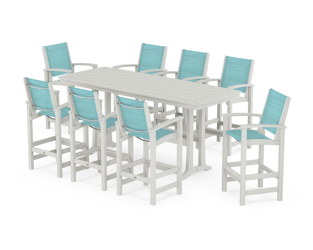 POLYWOOD® Coastal 9-Piece Bar Set with Trestle Legs