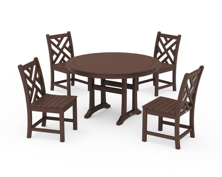 POLYWOOD® Chippendale Side Chair 5-Piece Round Dining Set With Trestle Legs