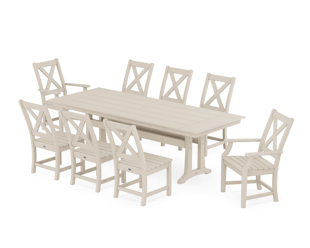 POLYWOOD® Braxton 9-Piece Farmhouse Dining Set with Trestle Legs
