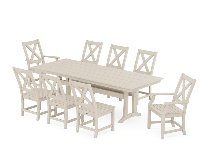 POLYWOOD® Braxton 9-Piece Farmhouse Dining Set with Trestle Legs
