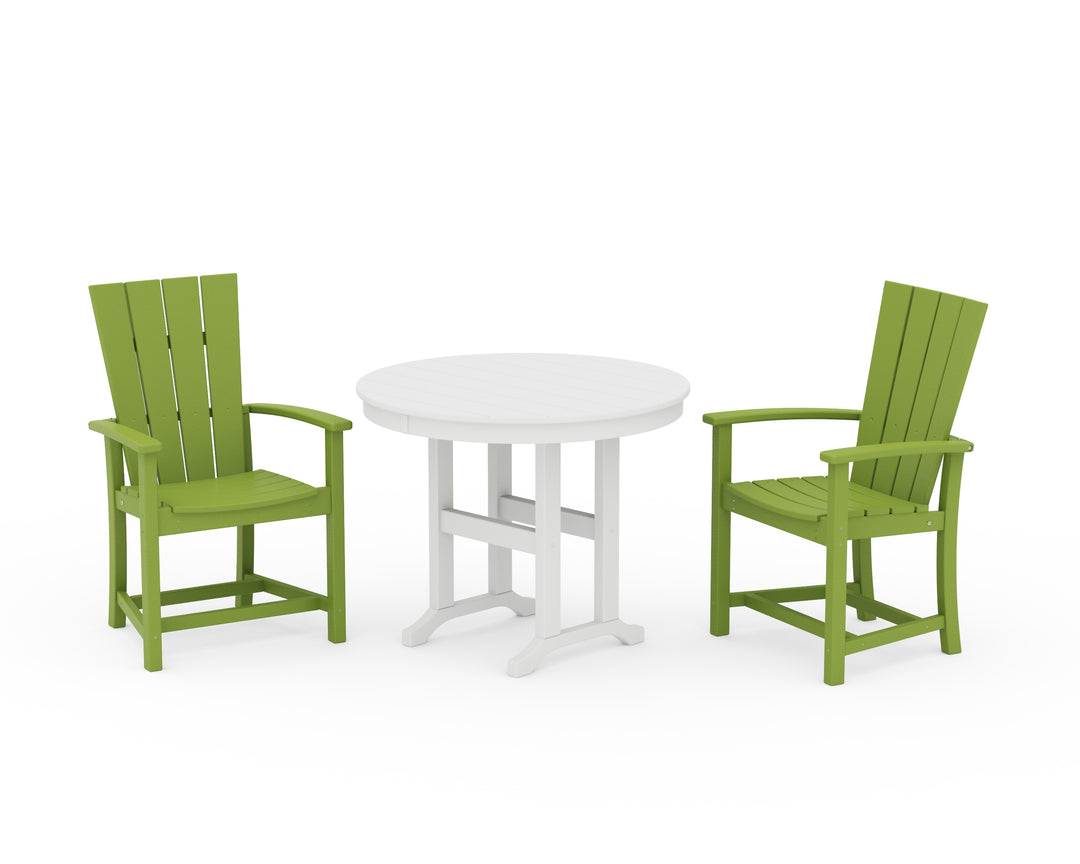 POLYWOOD® Quattro 3-Piece Round Farmhouse Dining Set