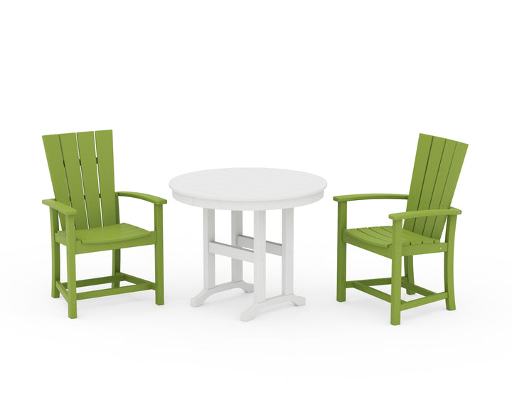 POLYWOOD® Quattro 3-Piece Round Farmhouse Dining Set