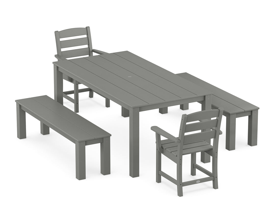 POLYWOOD® Lakeside 5-Piece Parsons Dining Set with Benches