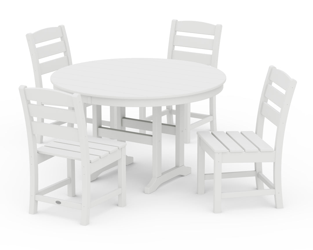 POLYWOOD® Lakeside 5-Piece Round Farmhouse Side Chair Dining Set