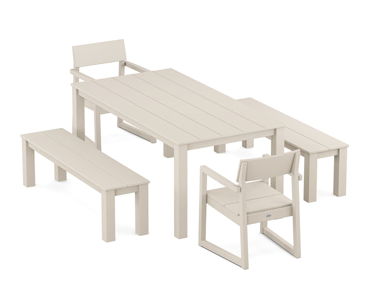 POLYWOOD® EDGE 5-Piece Parsons Dining Set with Benches