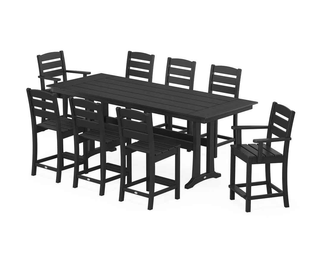 POLYWOOD® Lakeside 9-Piece Farmhouse Counter Set with Trestle Legs