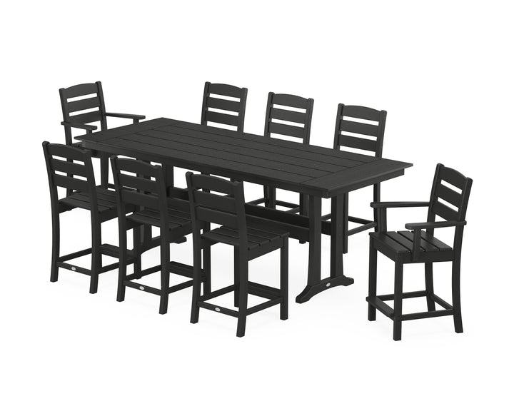 POLYWOOD® Lakeside 9-Piece Farmhouse Counter Set with Trestle Legs