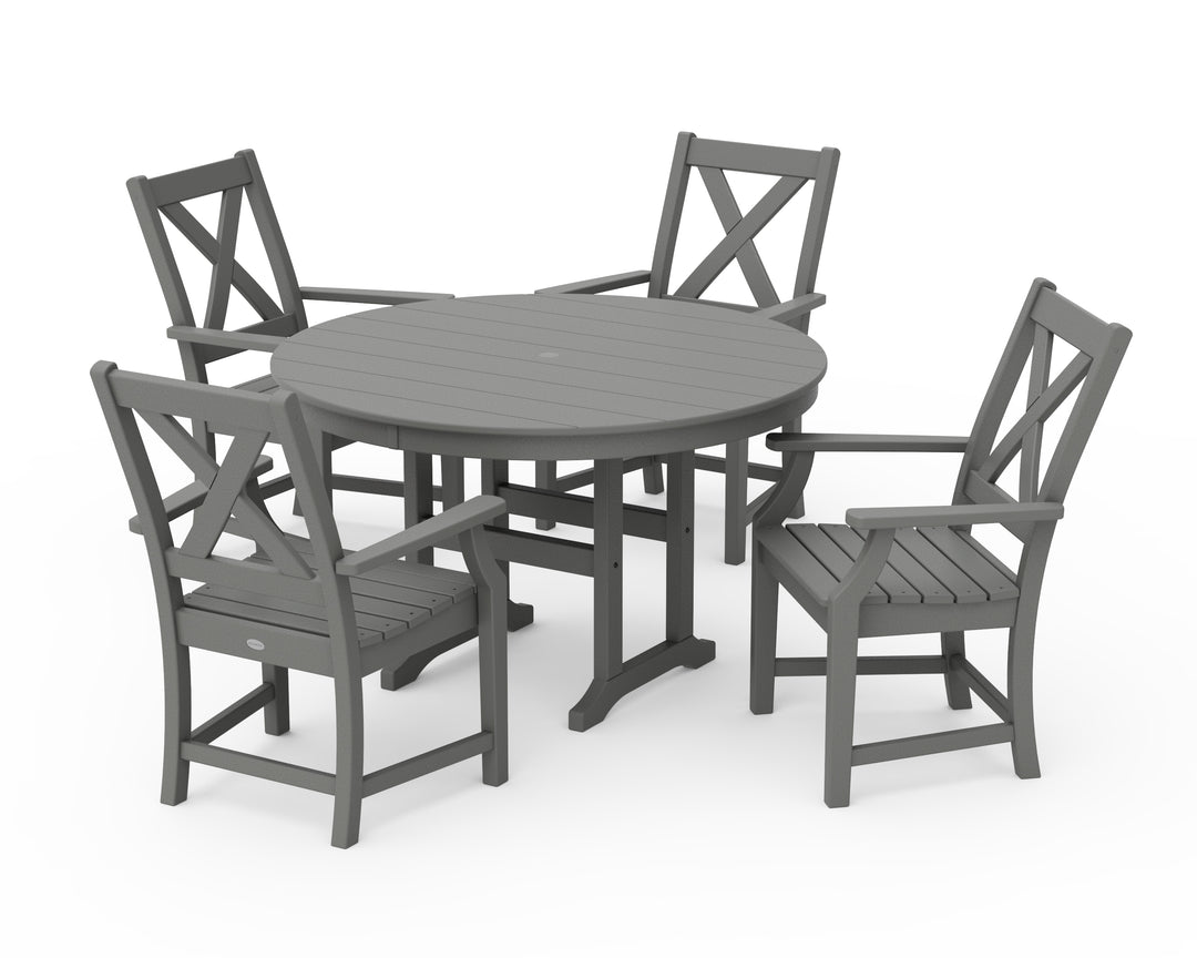 POLYWOOD® Braxton 5-Piece Round Farmhouse Dining Set