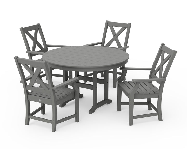 POLYWOOD® Braxton 5-Piece Round Farmhouse Dining Set