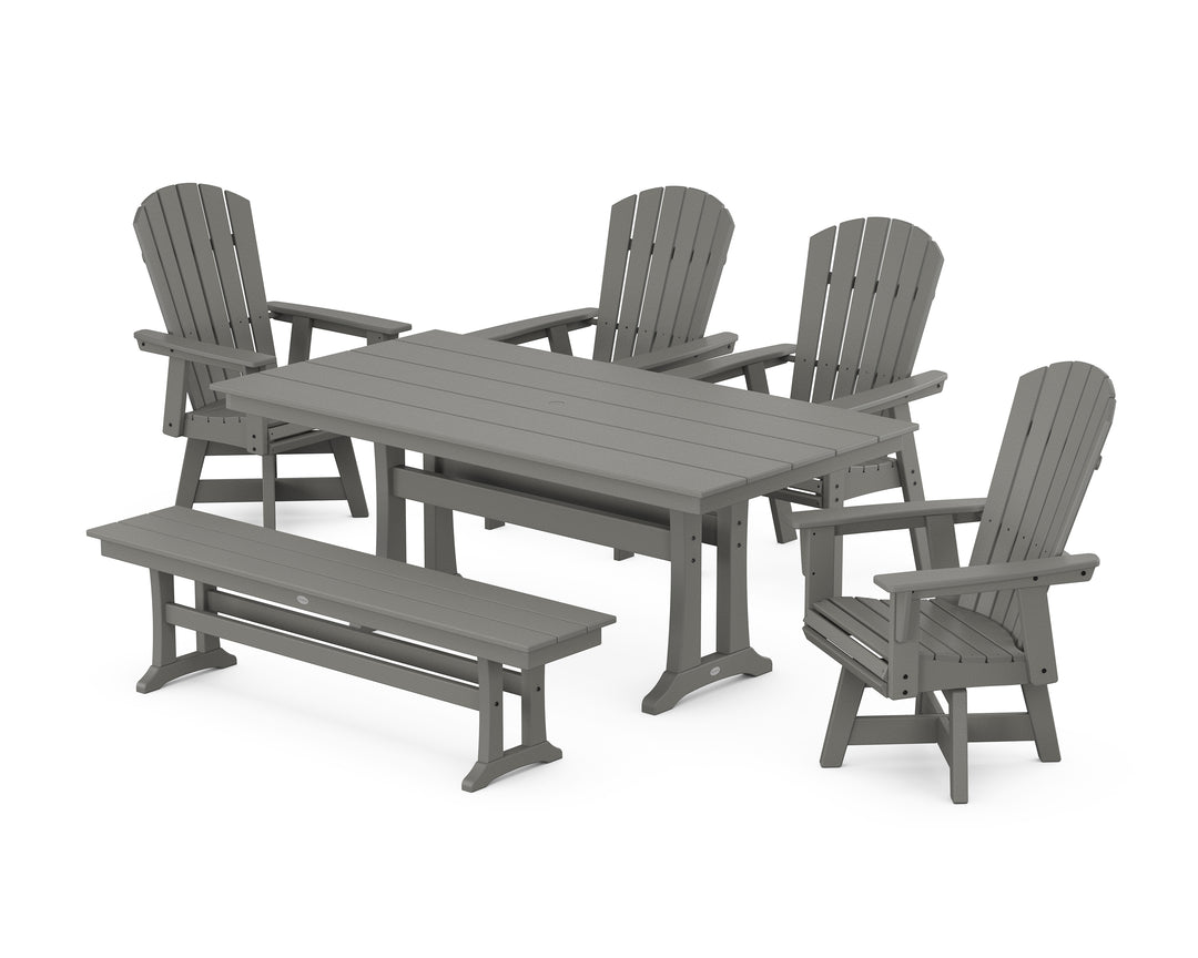 POLYWOOD® Nautical Adirondack Swivel 6-Piece Farmhouse Dining Set With Trestle Legs