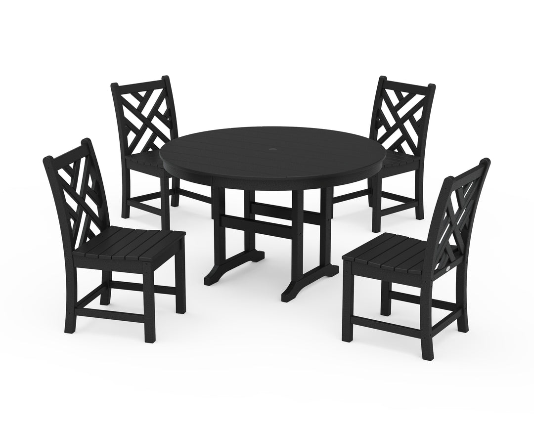 POLYWOOD® Chippendale 5-Piece Round Farmhouse Side Chair Dining Set