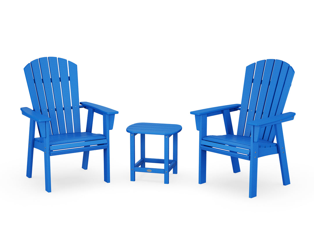 POLYWOOD® Nautical 3-Piece Curveback Upright Adirondack Chair Set