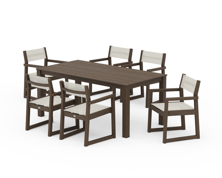 POLYWOOD® EDGE Sling Arm Chair 7-Piece Parsons Dining Set