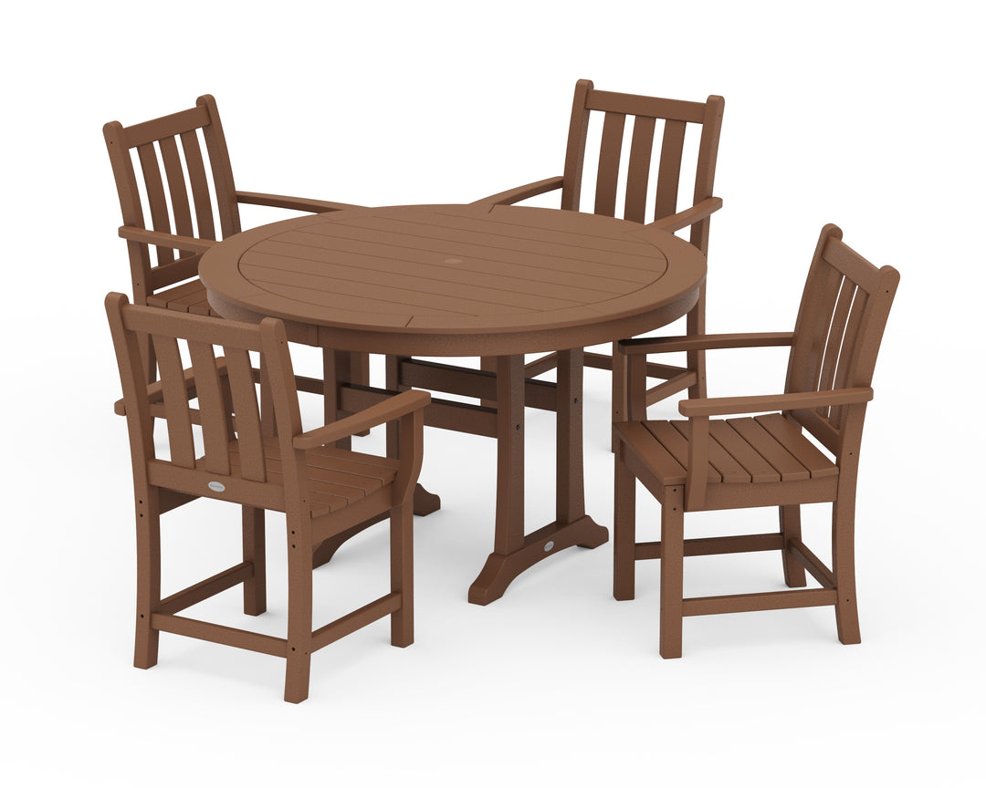 POLYWOOD® Traditional Garden 5-Piece Round Dining Set with Trestle Legs