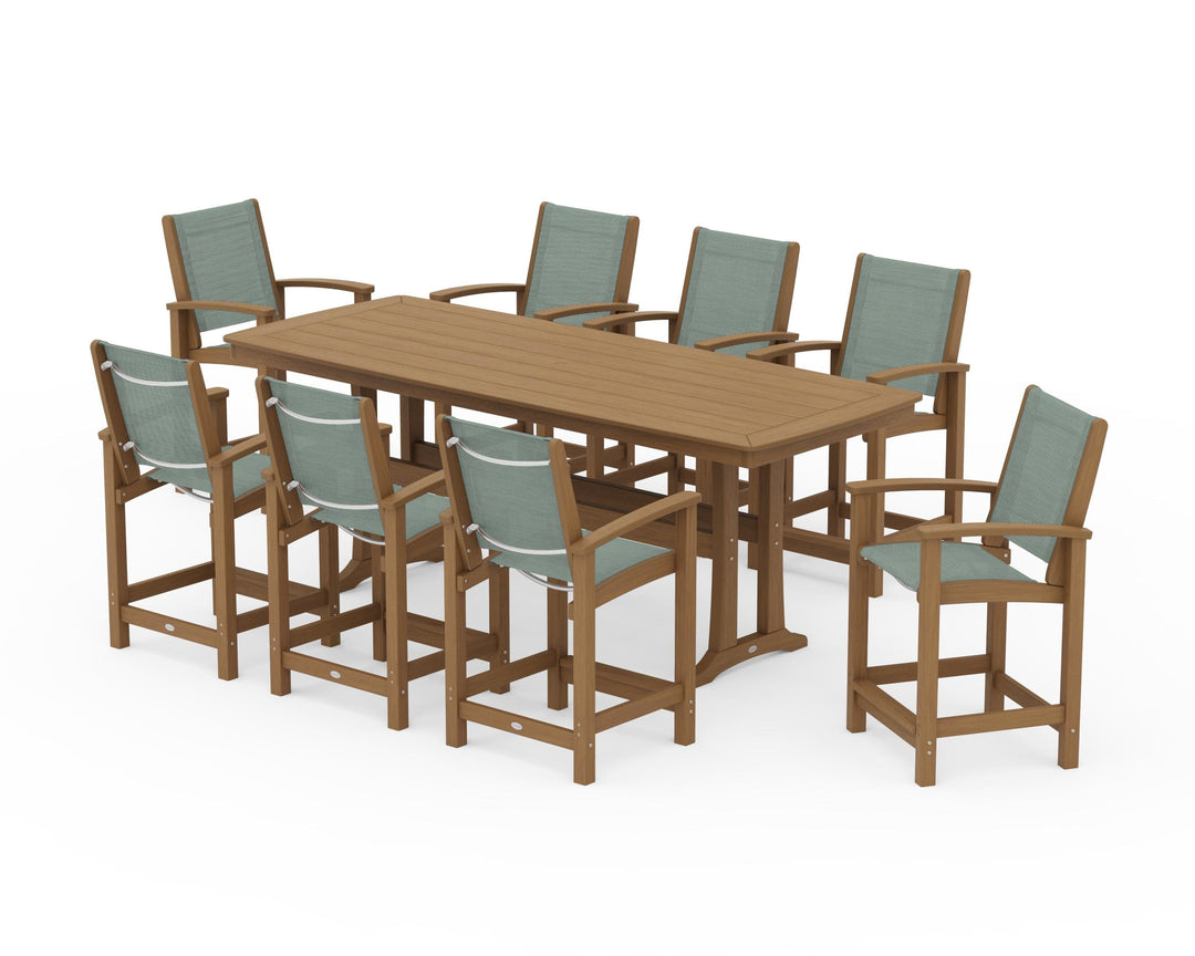 POLYWOOD® Coastal 9-Piece Counter Set with Trestle Legs