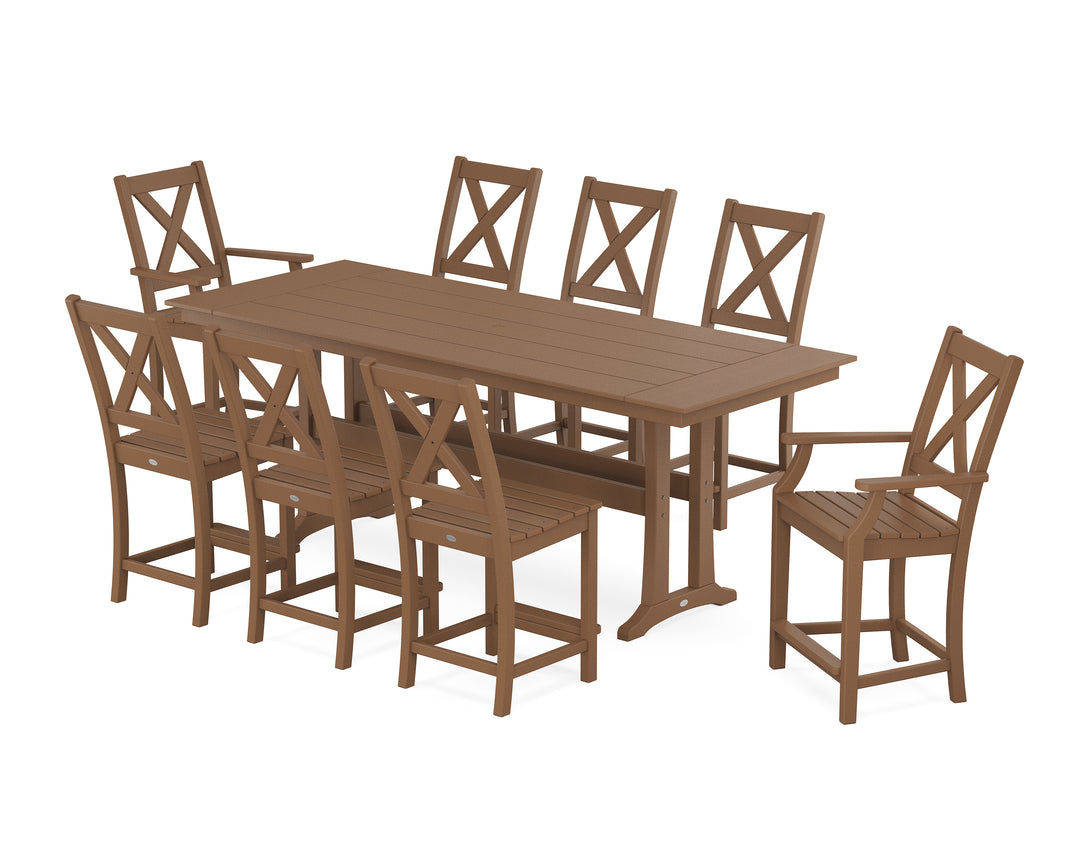 POLYWOOD® Braxton 9-Piece Farmhouse Counter Set with Trestle Legs
