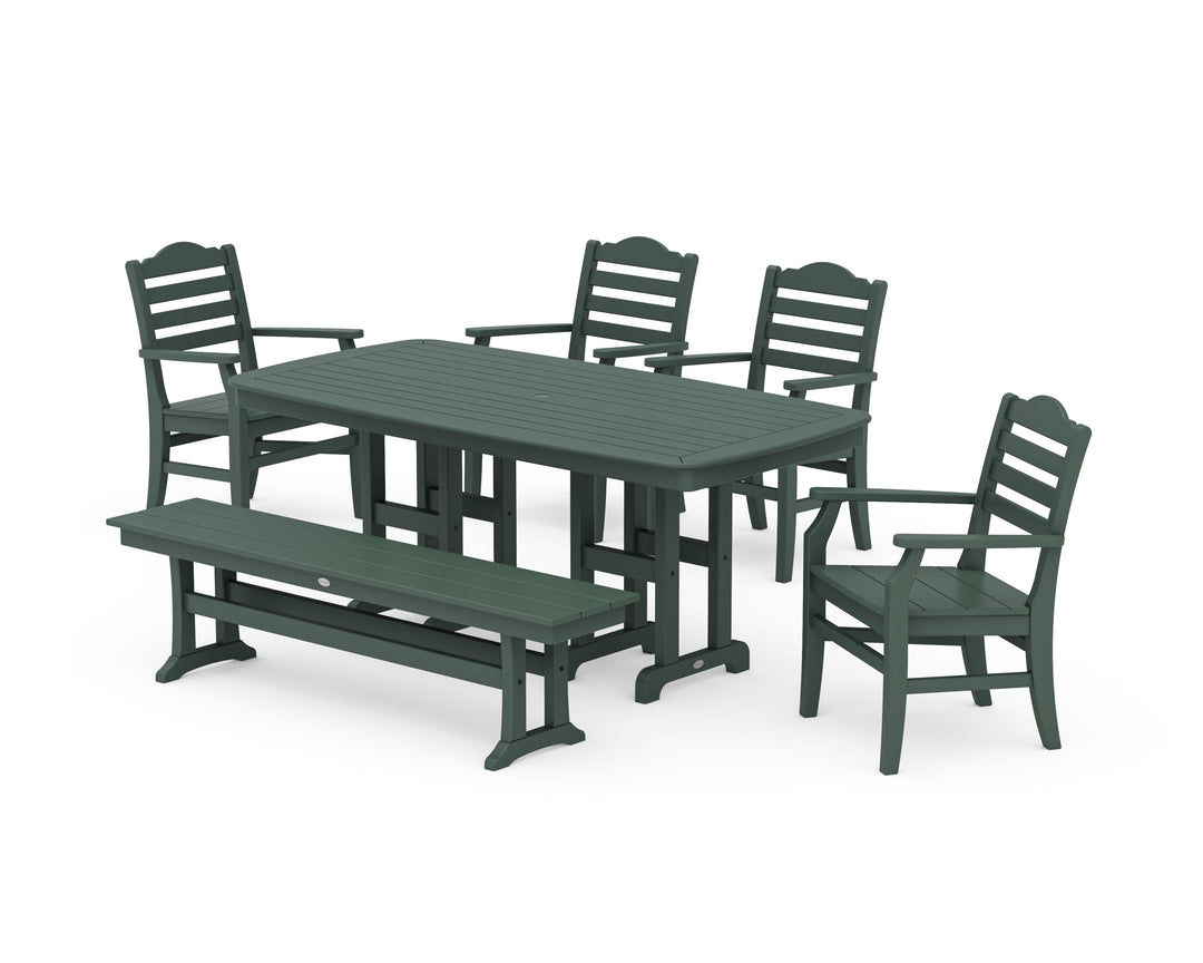 POLYWOOD® Savannah 6-Piece Farmhouse Dining Set with Bench