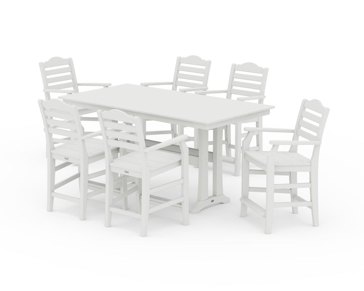 Draper James™ by  POLYWOOD® Savannah Arm Chair 7-Piece Farmhouse Counter Set with Trestle Legs