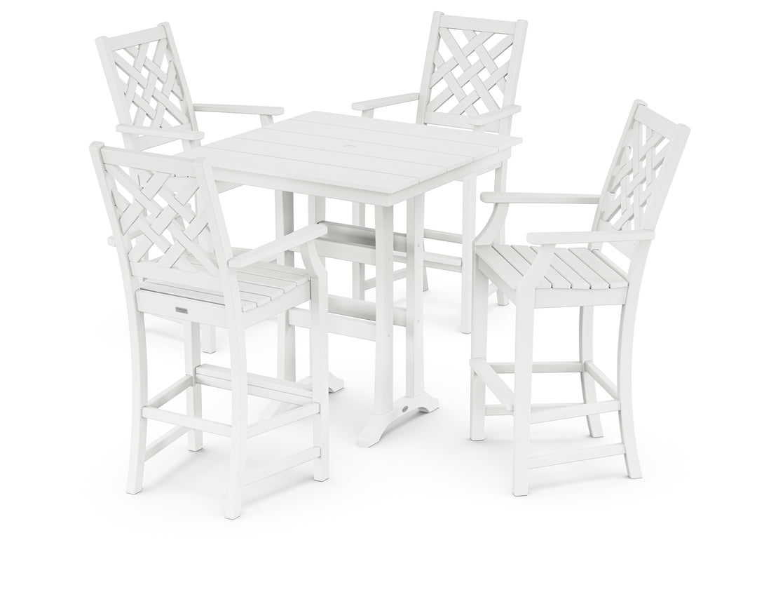 Country Living Wovendale 5-Piece Farmhouse Bar Set with Trestle Legs