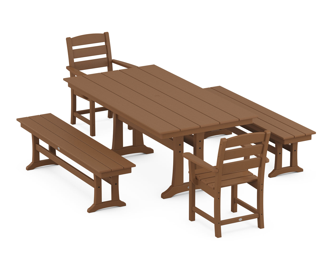 Lakeside 5-Piece Farmhouse Dining Set With Trestle Legs