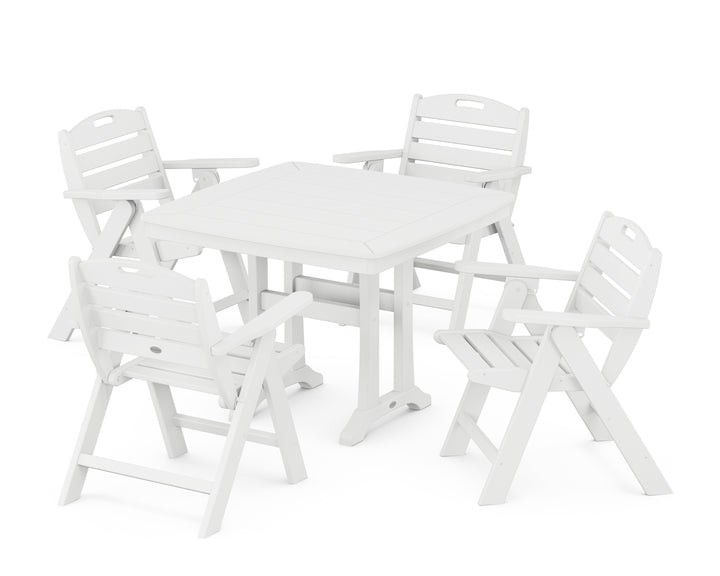 POLYWOOD® Nautical Folding Lowback Chair 5-Piece Dining Set with Trestle Legs