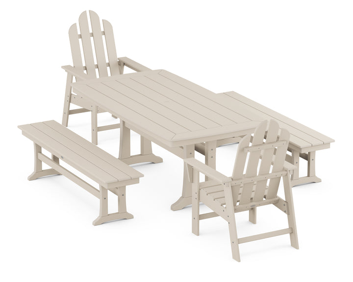 POLYWOOD® Long Island 5-Piece Dining Set with Trestle Legs