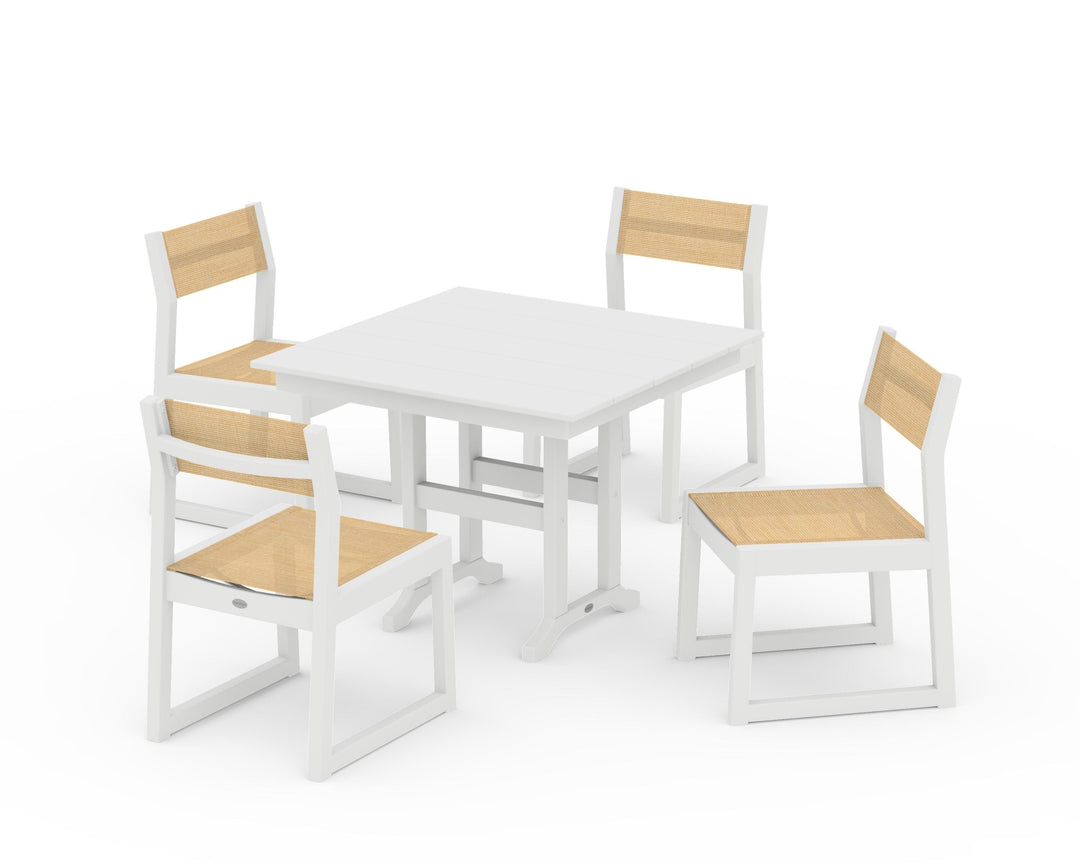 POLYWOOD® EDGE Sling Side Chair 5-Piece Farmhouse Dining Set