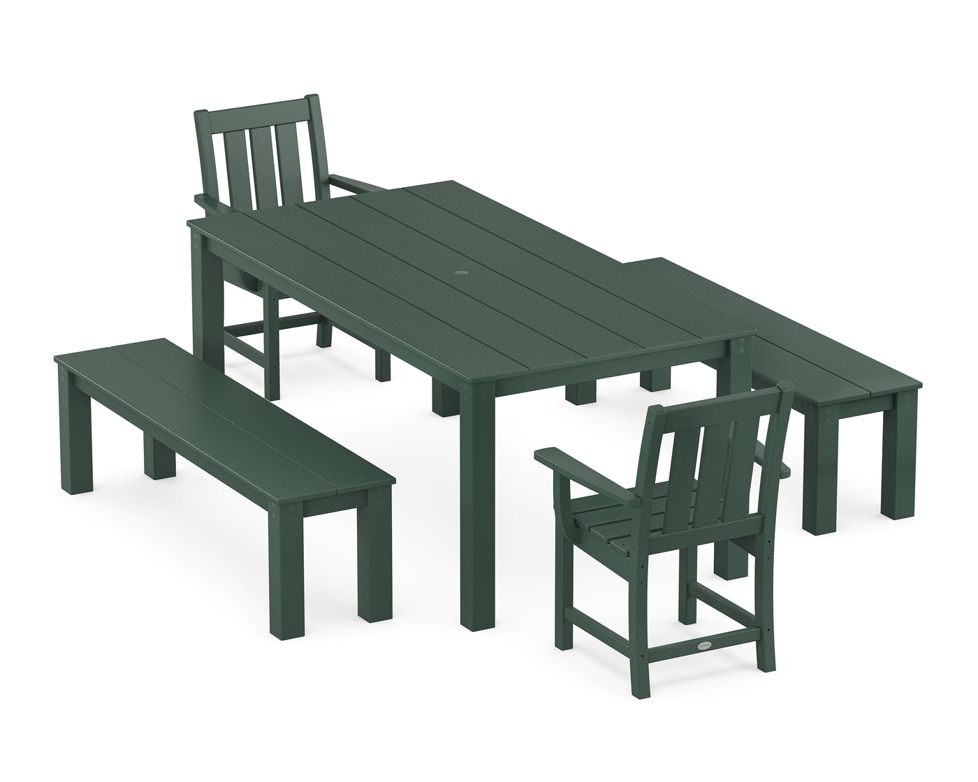 Oxford 5-Piece Parsons Dining Set with Benches