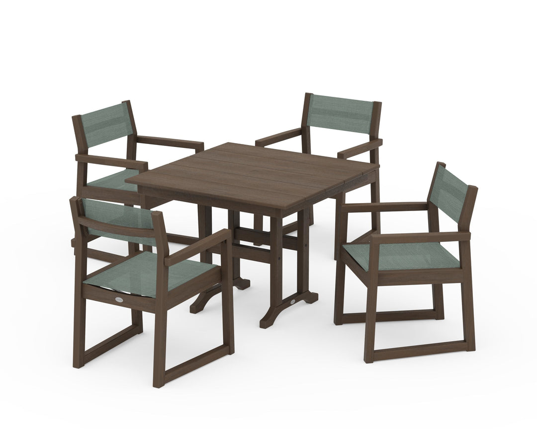 POLYWOOD® EDGE Sling Arm Chair 5-Piece Farmhouse Dining Set