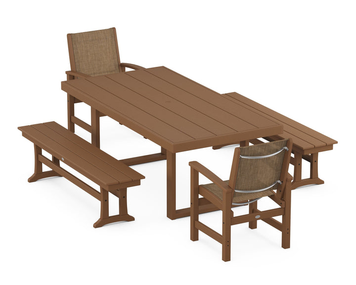 POLYWOOD® Coastal 5-Piece Dining Set with Trestle Legs