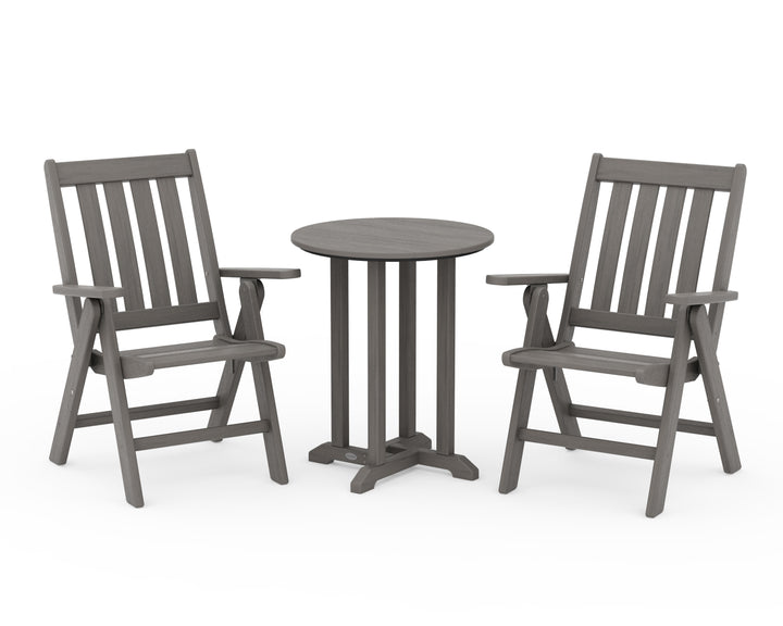 POLYWOOD® Vineyard Folding Chair 3-Piece Round Bistro Dining Set
