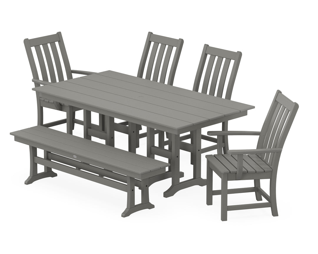 POLYWOOD® Vineyard 6-Piece Farmhouse Dining Set with Bench