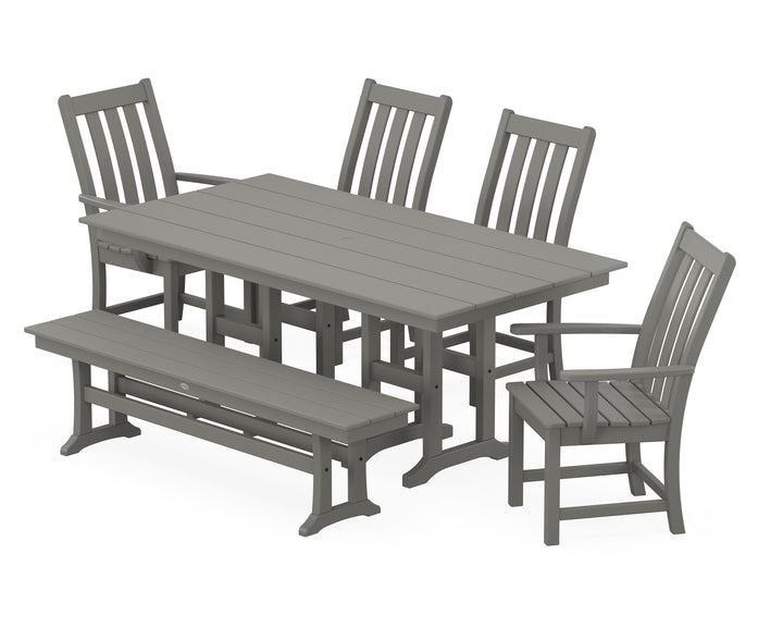 POLYWOOD® Vineyard 6-Piece Farmhouse Dining Set with Bench