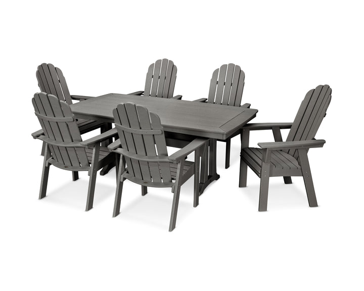POLYWOOD® Vineyard Curveback Adirondack 7-Piece Dining Set with Trestle Legs