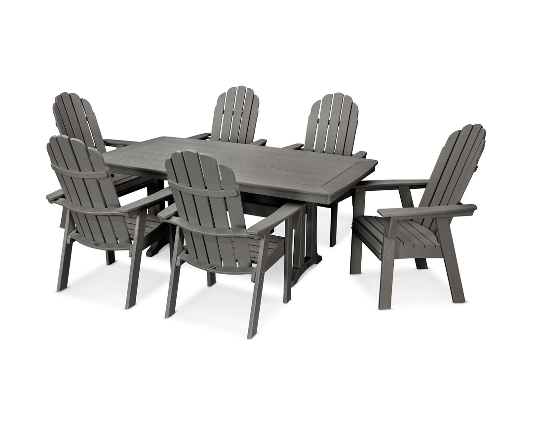 POLYWOOD® Vineyard Curveback Adirondack 7-Piece Dining Set with Trestle Legs