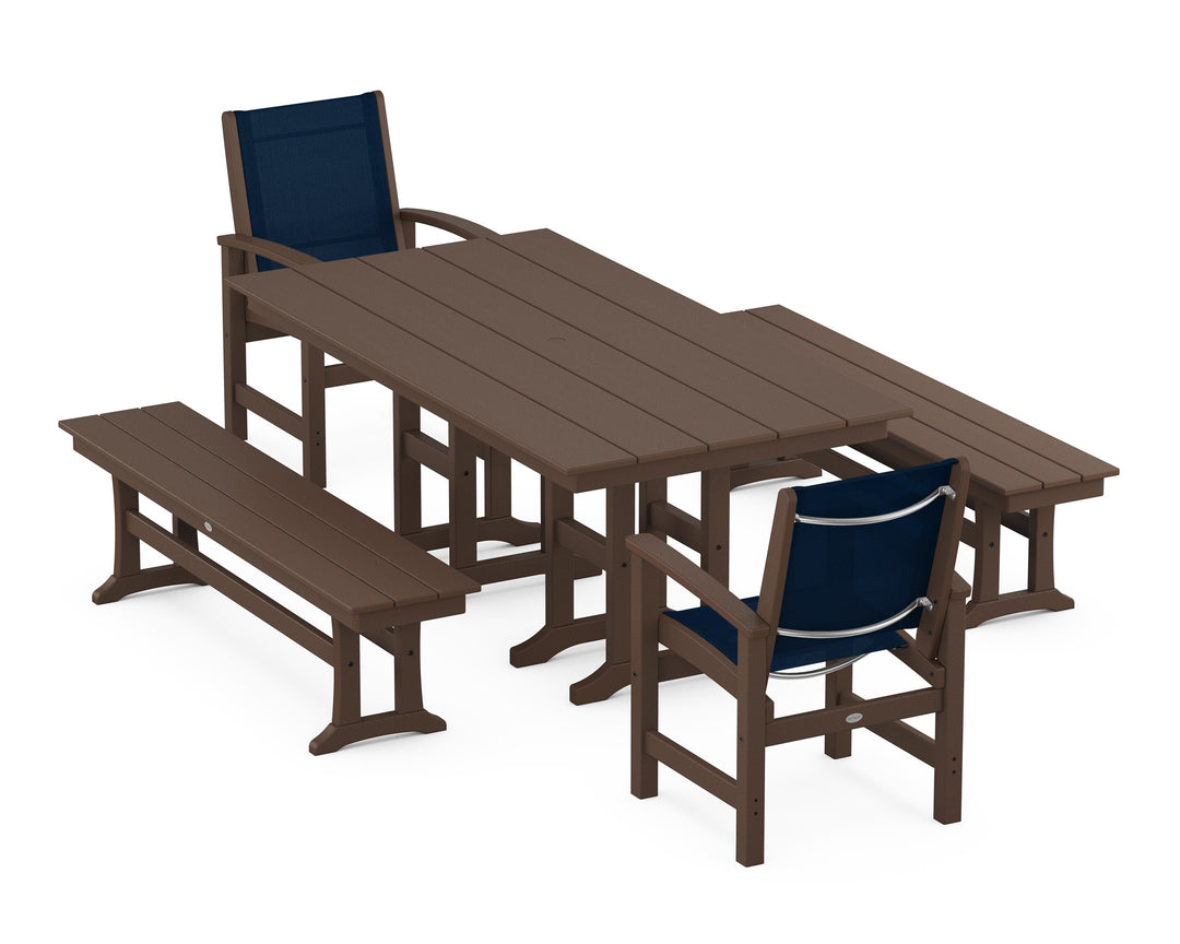 POLYWOOD® Coastal 5-Piece Farmhouse Dining Set