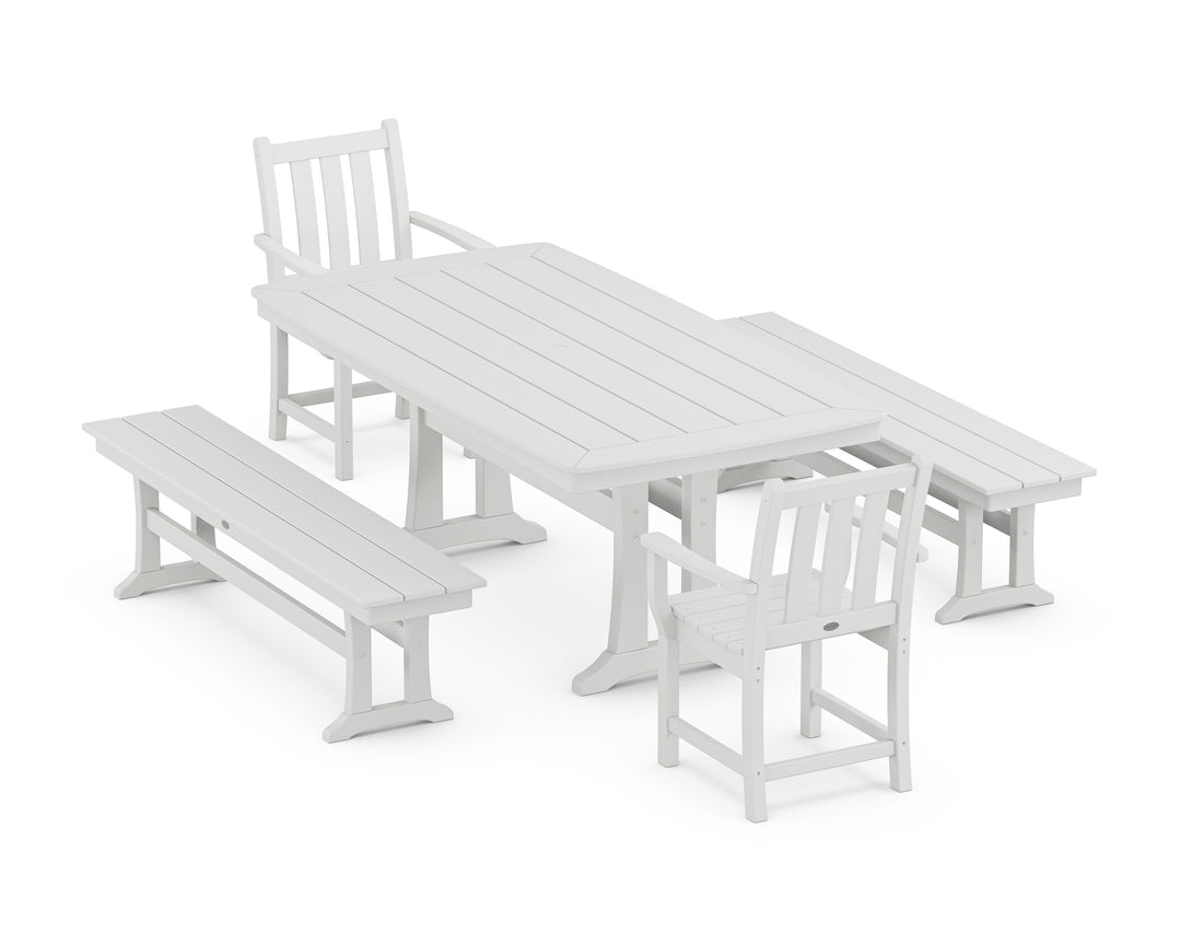 POLYWOOD® Traditional Garden 5-Piece Dining Set with Trestle Legs
