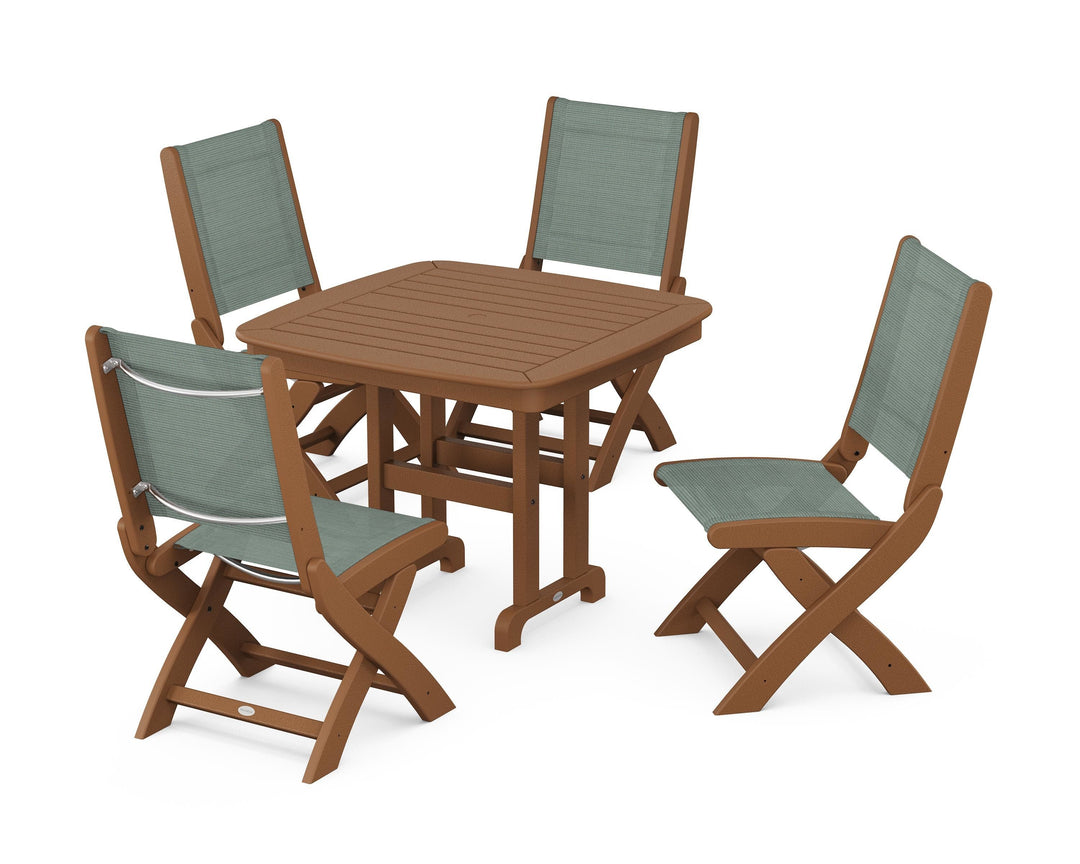 POLYWOOD® Coastal Folding Side Chair 5-Piece Dining Set