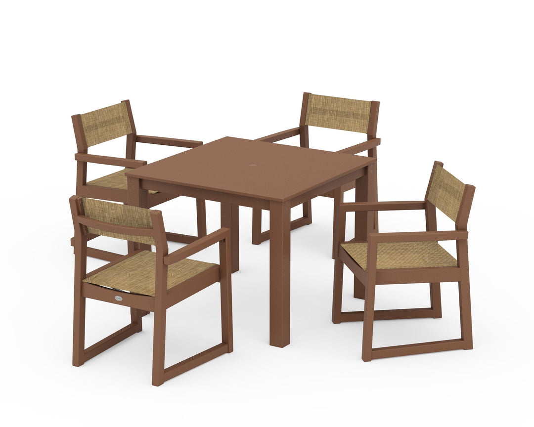 POLYWOOD® EDGE Sling Arm Chair 5-Piece Parsons Dining Set