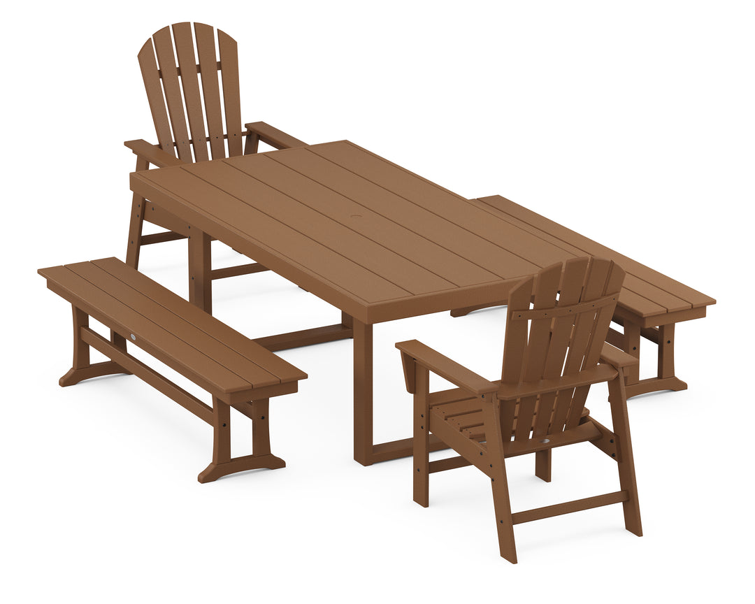 POLYWOOD® South Beach 5-Piece Dining Set with Benches