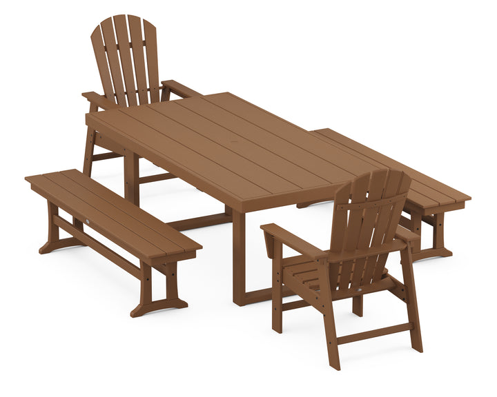 POLYWOOD® South Beach 5-Piece Dining Set with Benches