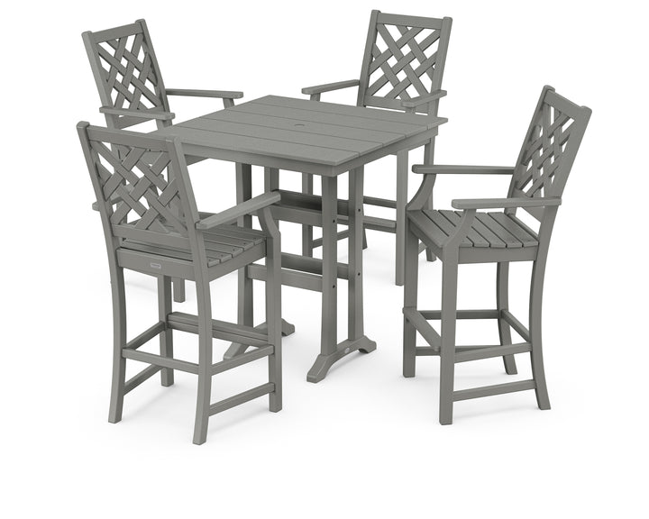 Country Living Wovendale 5-Piece Farmhouse Bar Set with Trestle Legs